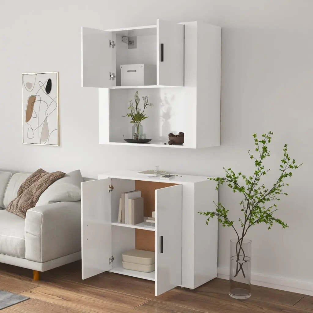 Sideboard Engineered Wood Wall-Mounted Storage Cabinet White