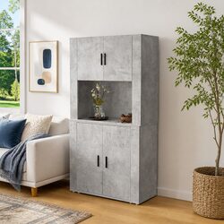 Stylish Grey Highboard Sideboard with Durable Storage