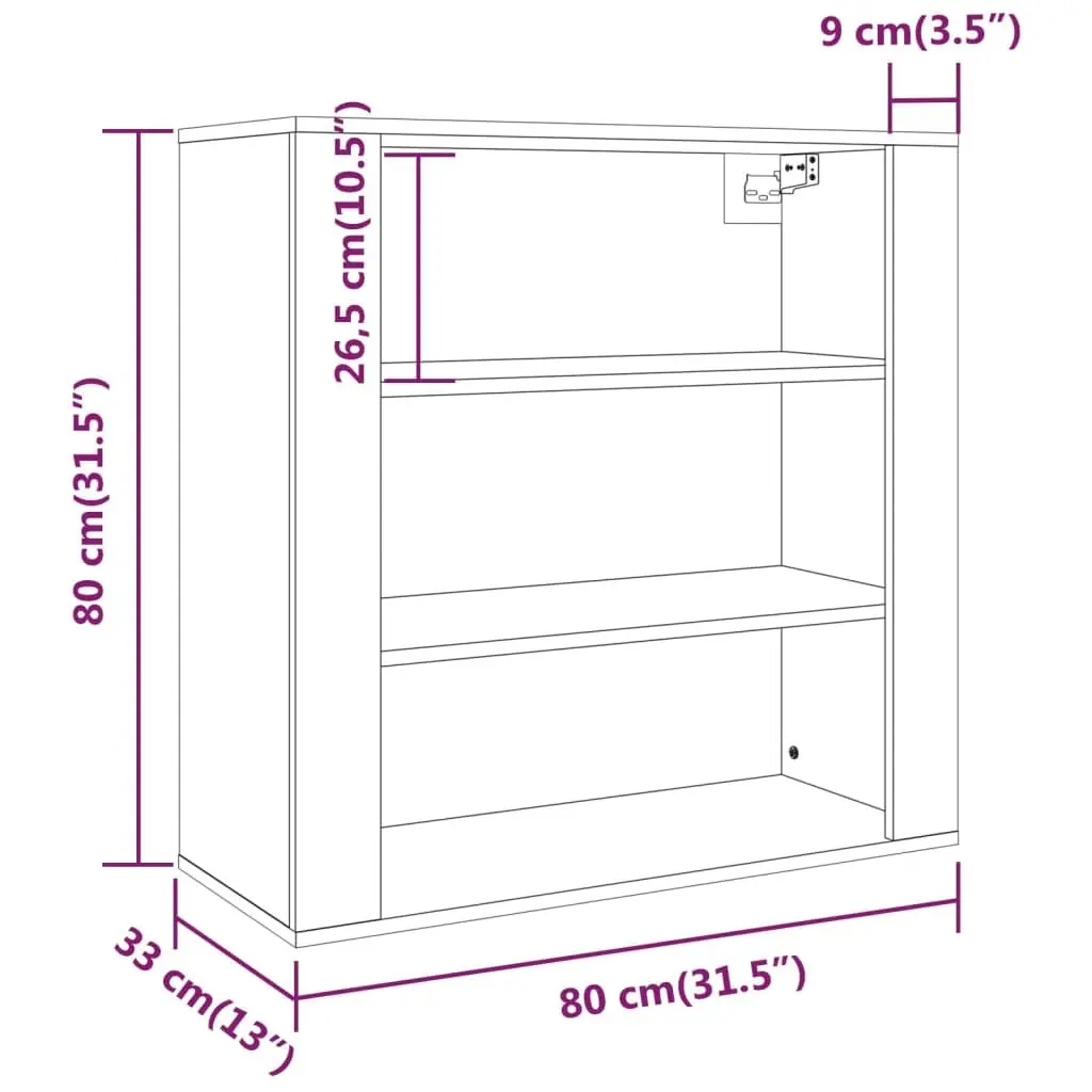 Highboard Black Engineered Wood Wall-Mounted Storage