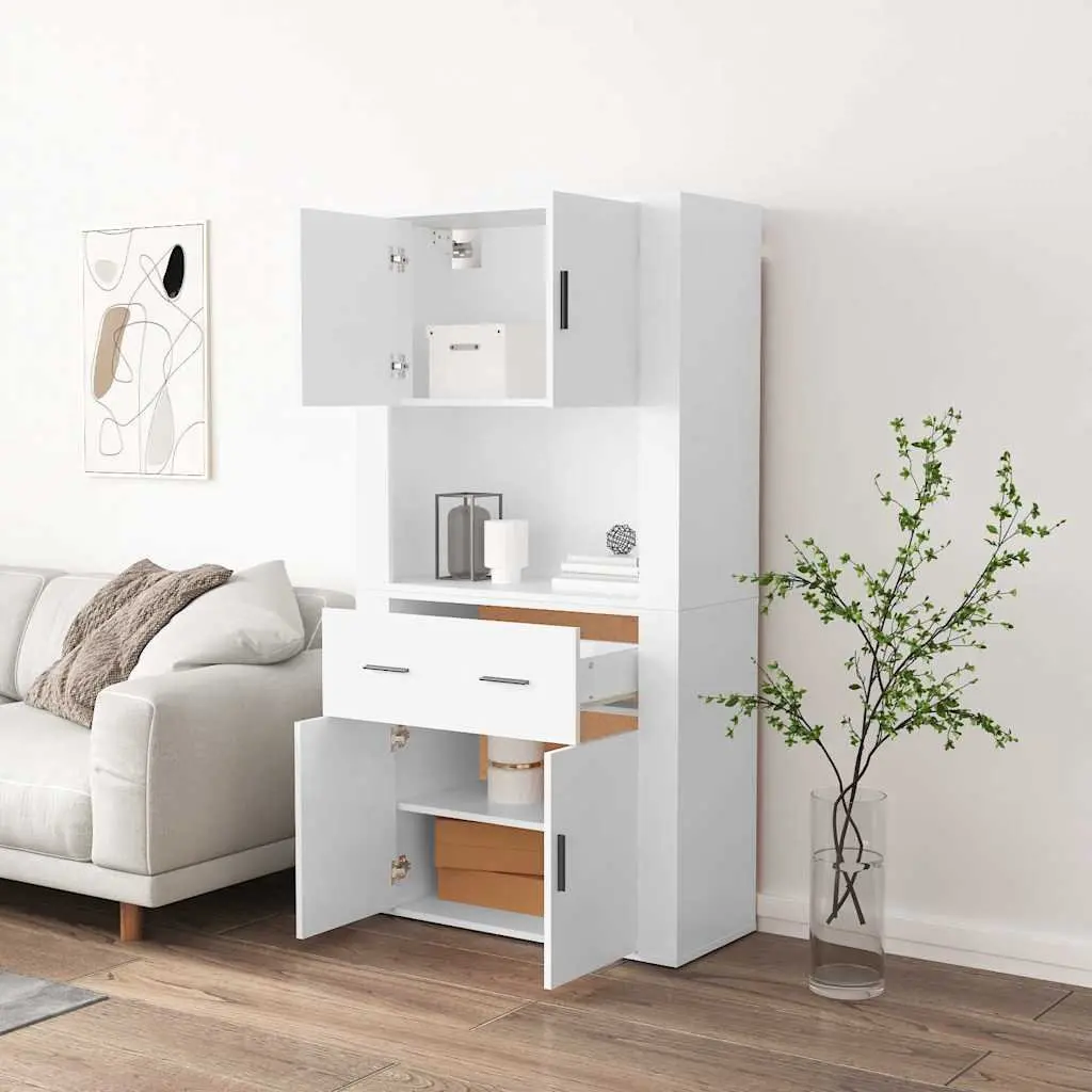 Sideboard Engineered Wood Wall-Mounted Storage Cabinet White