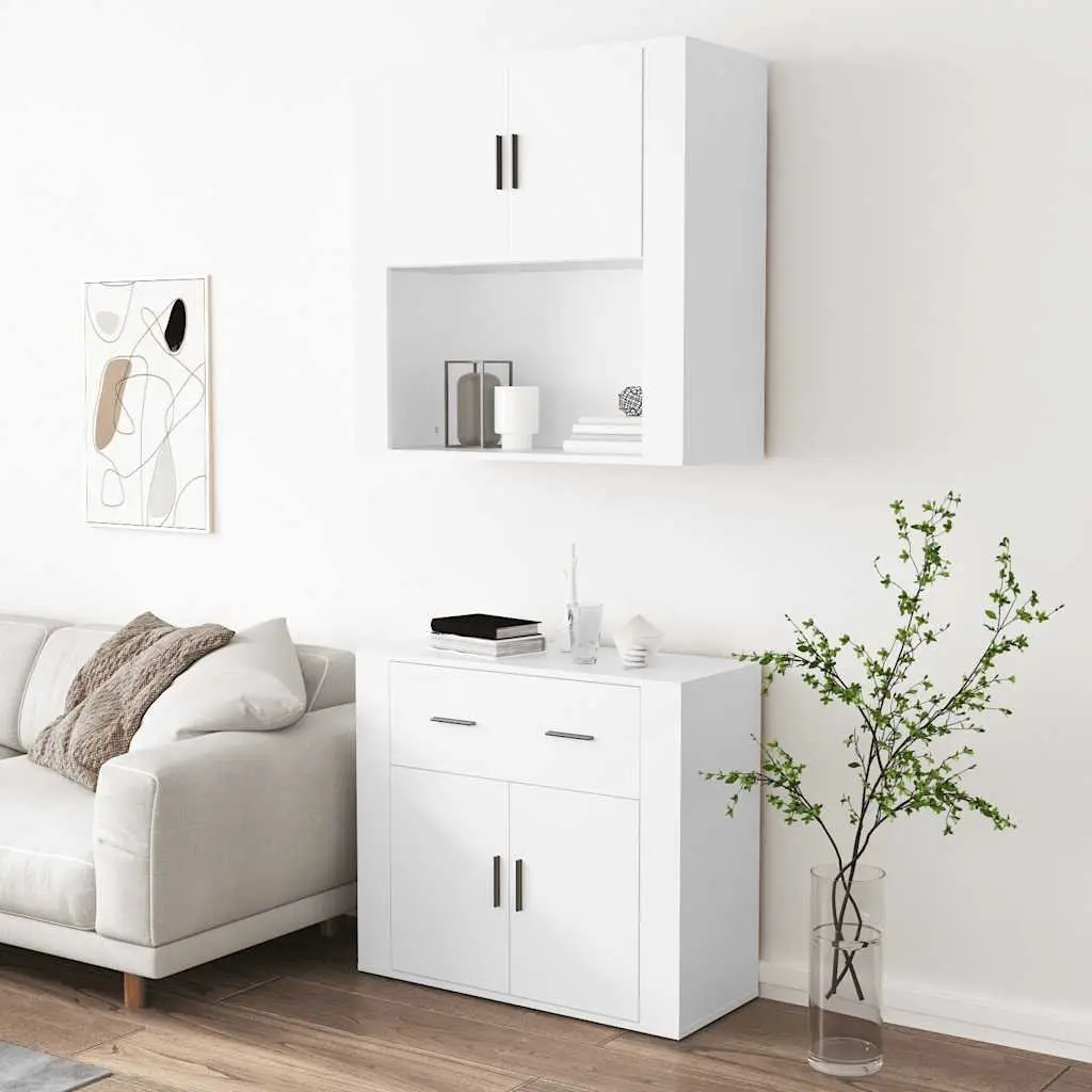 Sideboard Engineered Wood Wall-Mounted Storage Cabinet White