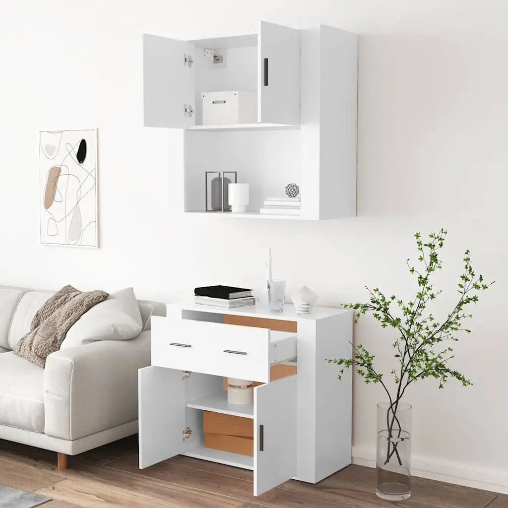 Sideboard Engineered Wood Wall-Mounted Storage Cabinet White