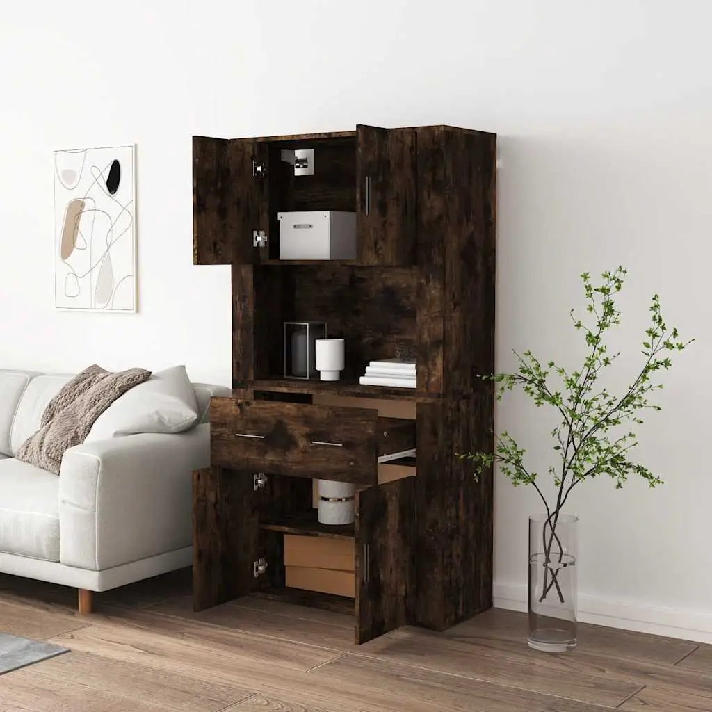 Highboard Sideboard Buffet Cabinet Engineered Wood Brown Wall-Mounted