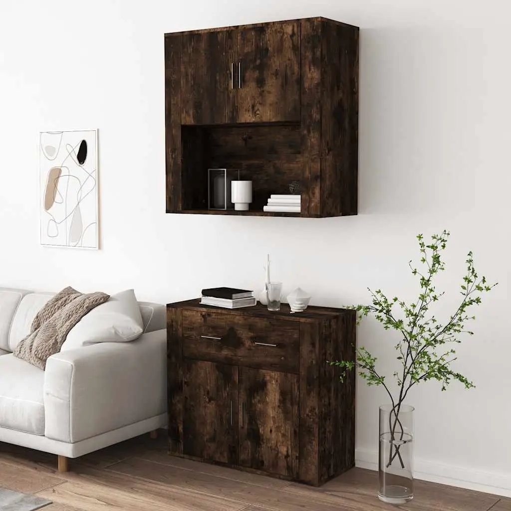 Highboard Sideboard Buffet Cabinet Engineered Wood Brown Wall-Mounted