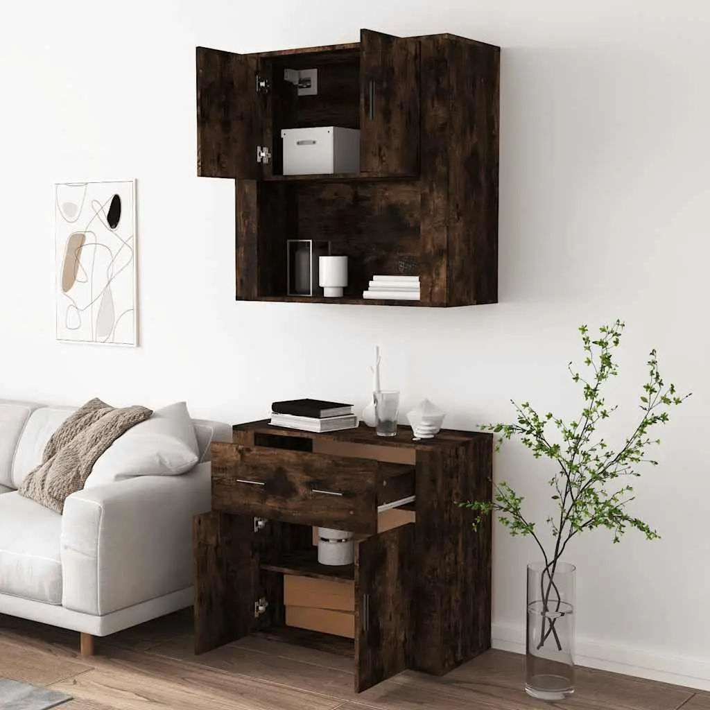Highboard Sideboard Buffet Cabinet Engineered Wood Brown Wall-Mounted
