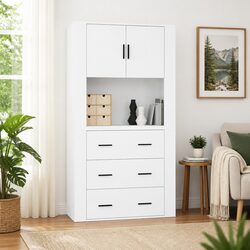Premium White Engineered Wood Wall-Mounted Storage Cabinet