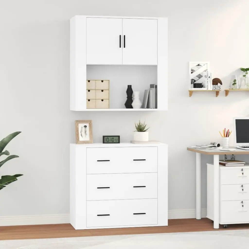 Highboard Engineered Wood Wall-Mounted Storage Cabinet White
