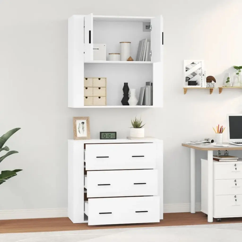 Highboard Engineered Wood Wall-Mounted Storage Cabinet White