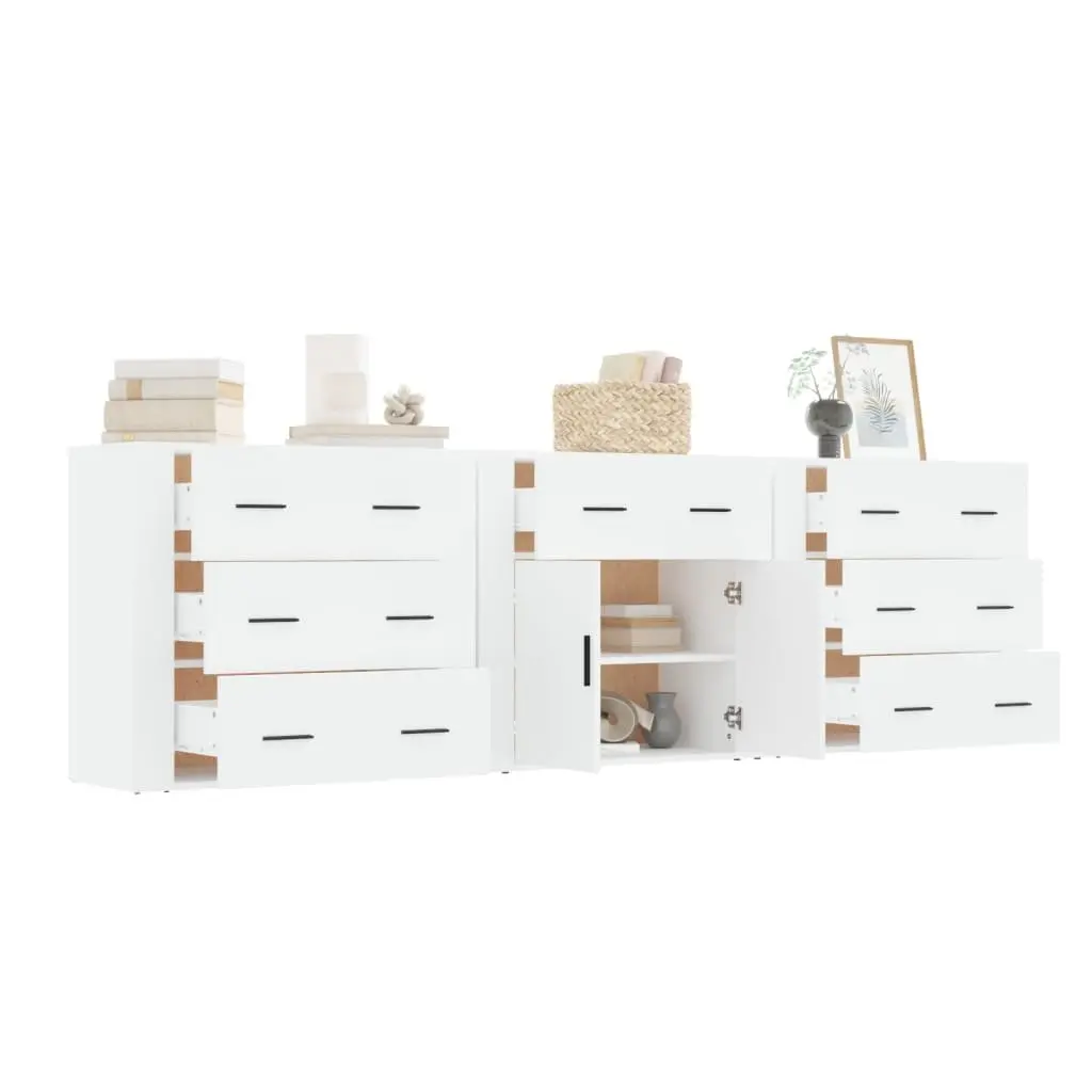 White Sideboards 3 Piece Storage Cabinet Set