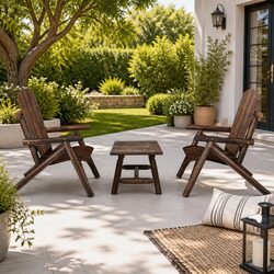 Durable 3 Piece Brown Garden Lounge Set in Solid Spruce