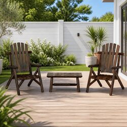 Solid Wood 3 Piece Garden Lounge Set with Armchairs