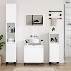 3 Piece White Bathroom Furniture Set with Stylish Storage Cabinet