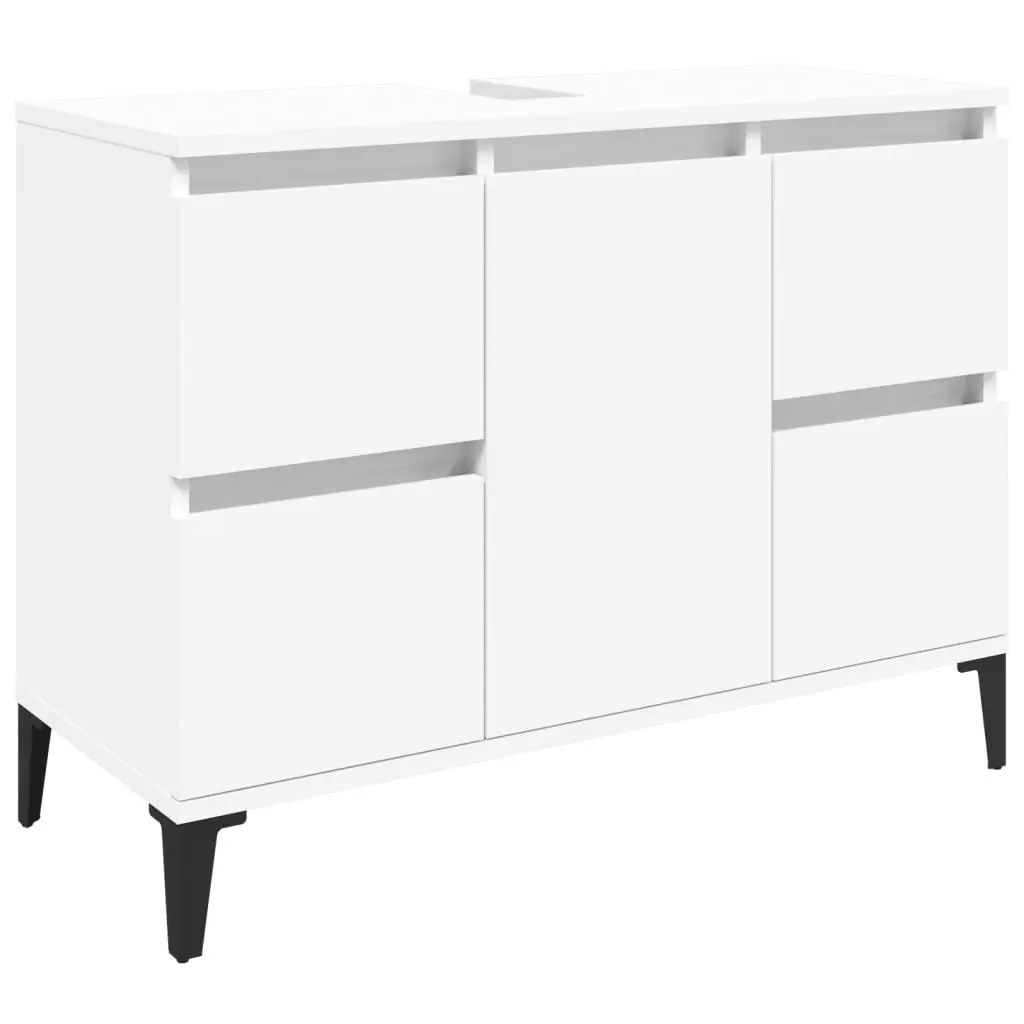 3 Piece Bathroom Furniture Set Engineered Wood White
