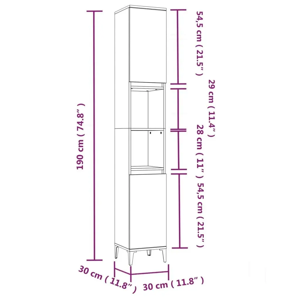 3 Piece Bathroom Furniture Set Engineered Wood White