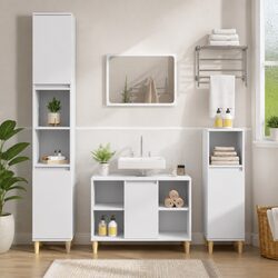 Sturdy 3 Piece Bathroom Furniture Set with Modern Aesthetics