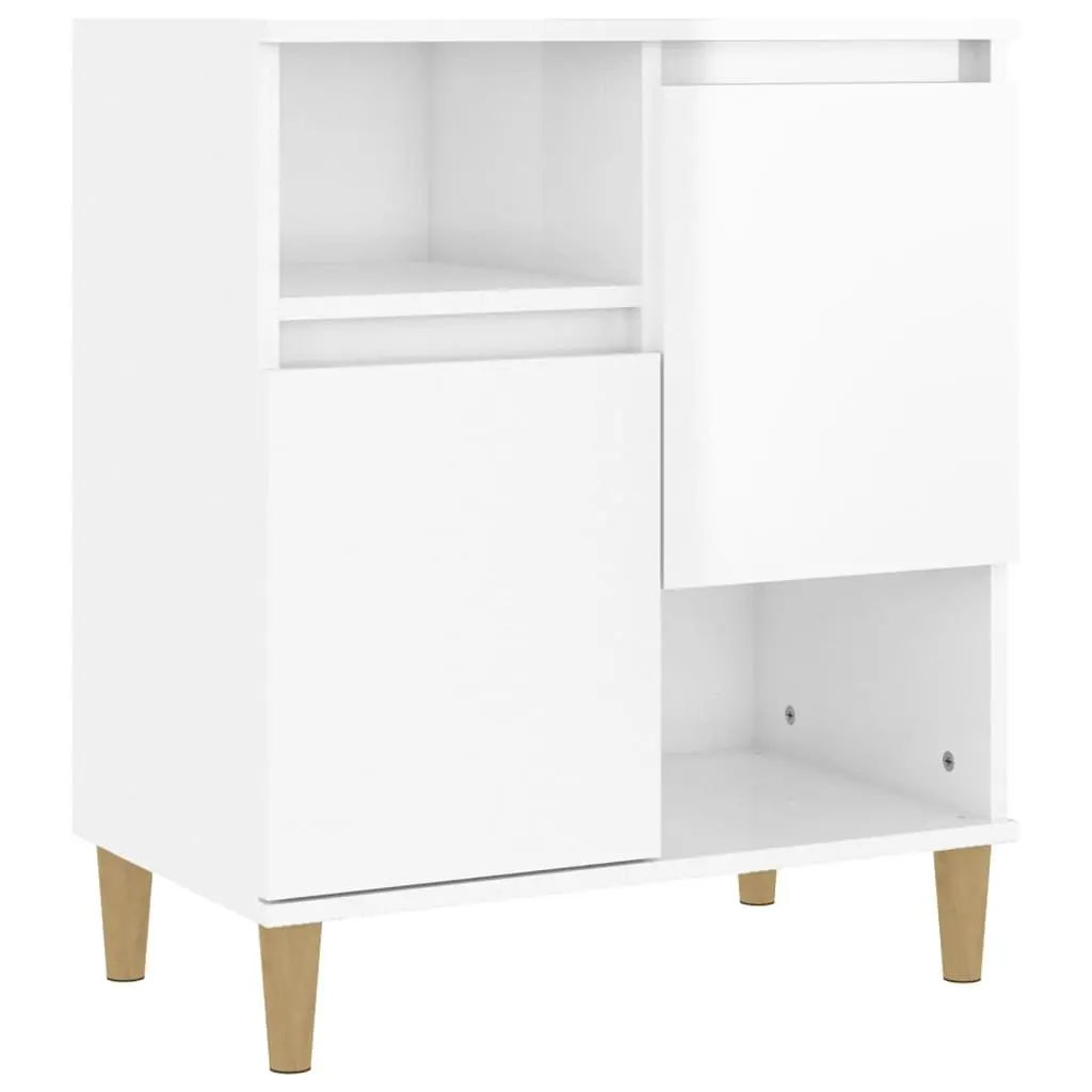 High Gloss White Sideboard Cabinet Set with 4 Compartments