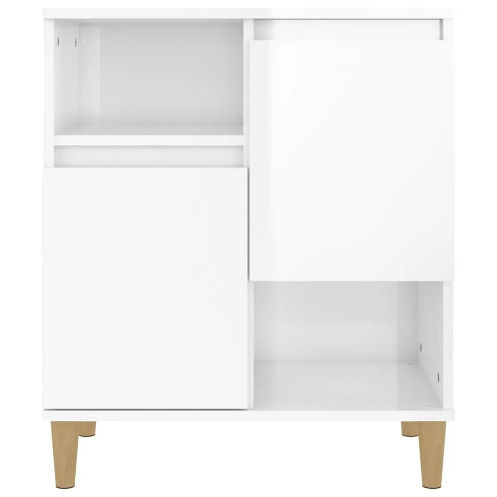 High Gloss White Sideboard Cabinet Set with 4 Compartments