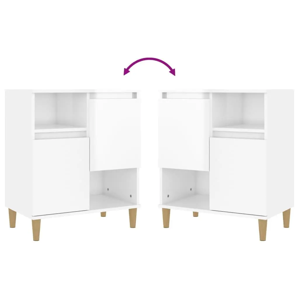 High Gloss White Sideboard Cabinet Set with 4 Compartments