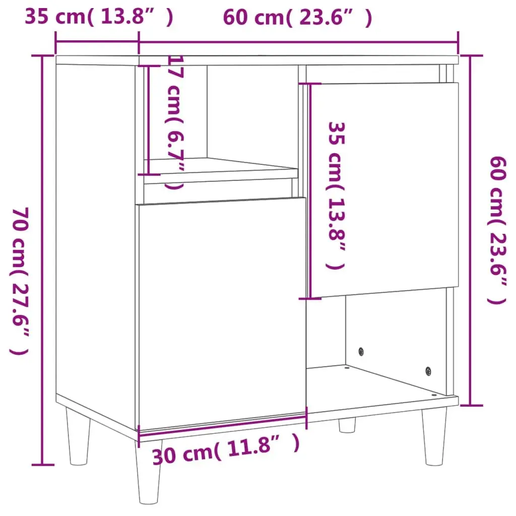 High Gloss White Sideboard Cabinet Set with 4 Compartments