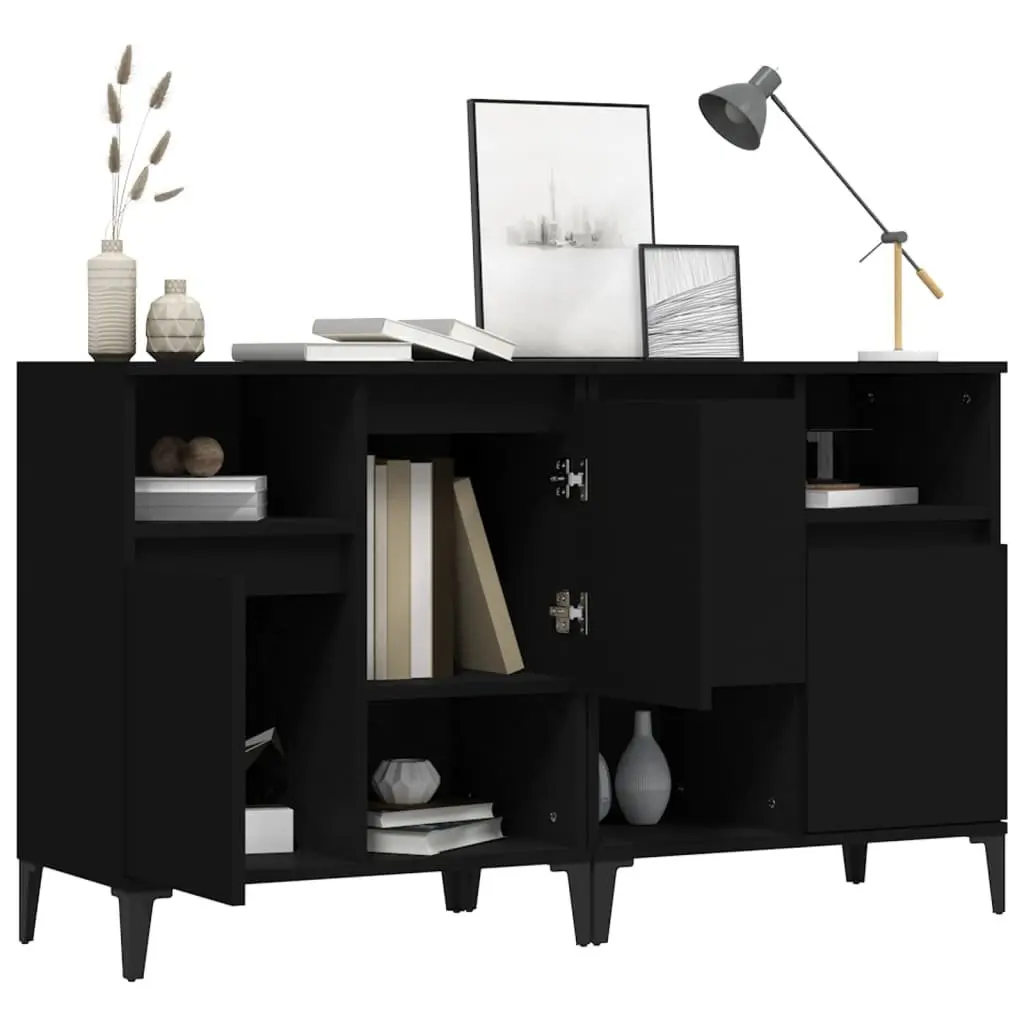 Black Sideboard Cabinet Set 60x35x70 cm