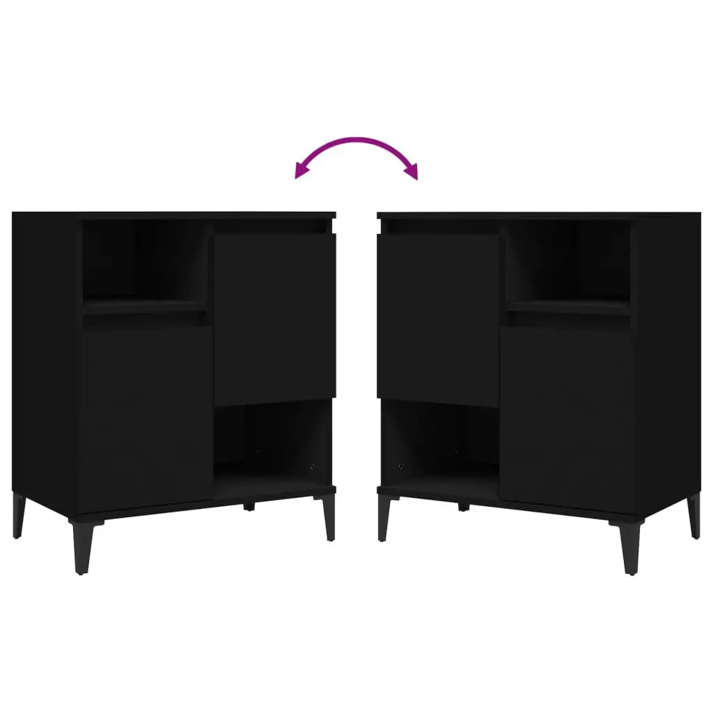 Black Sideboard Cabinet Set 60x35x70 cm