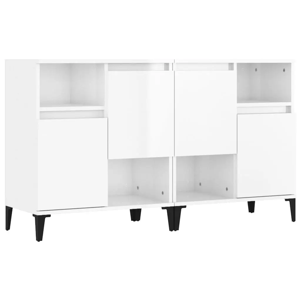 White High Gloss Sideboards Storage Cabinet Set
