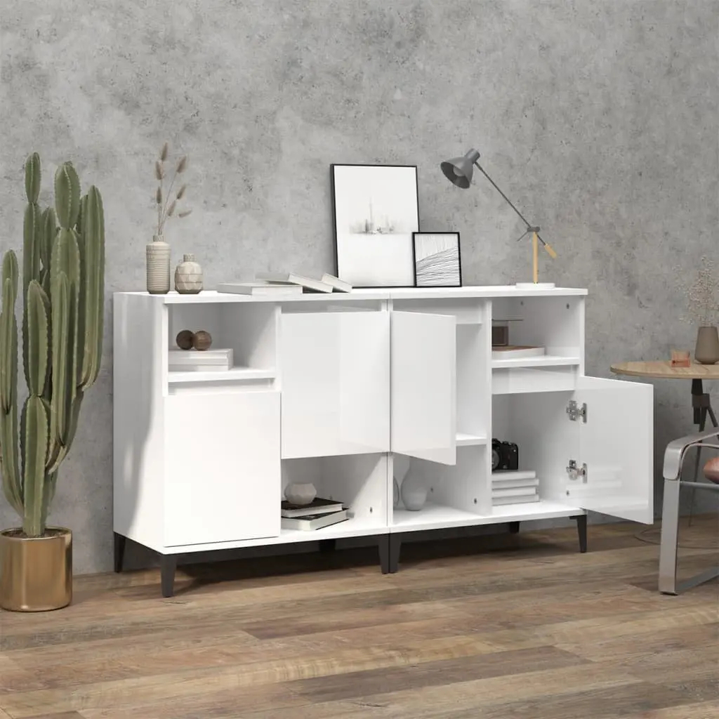 White High Gloss Sideboards Storage Cabinet Set