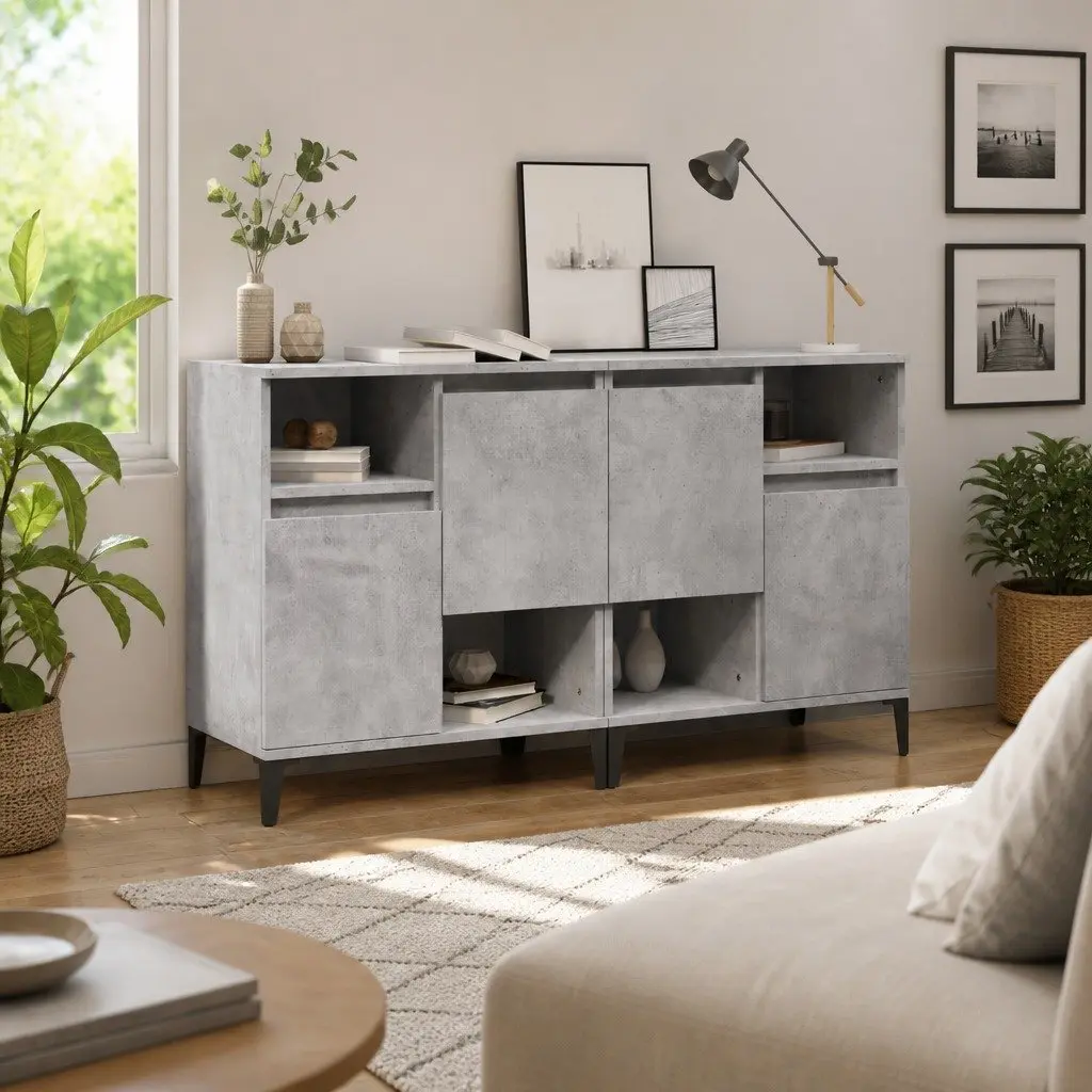 Grey Engineered Wood Sideboard Cabinet 60x35x70 cm