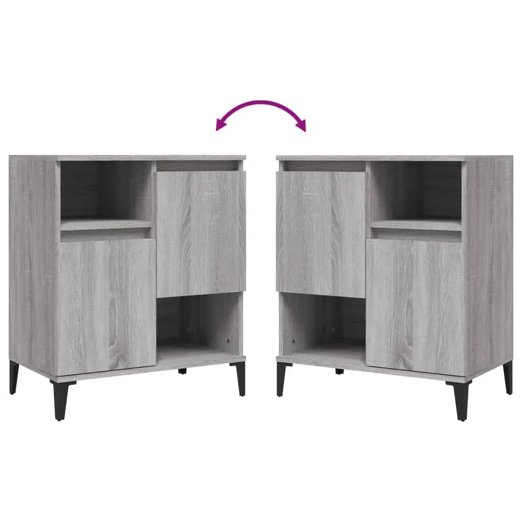 Sideboard Cabinet 2 pcs Grey Storage Cupboard Engineered Wood 60x35x70 cm