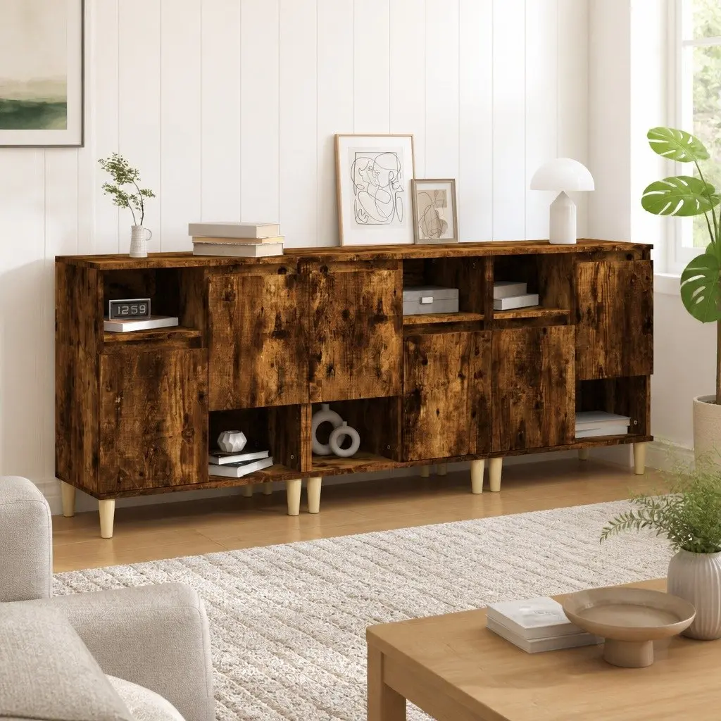 3-Piece Sideboard Cabinet in Brown Engineered Wood