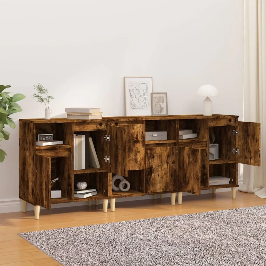 3-Piece Sideboard Cabinet in Brown Engineered Wood