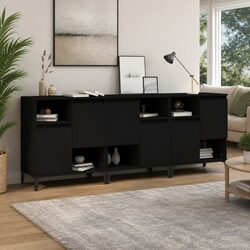 Sturdy Black Sideboard Cabinet Set with Storage Features