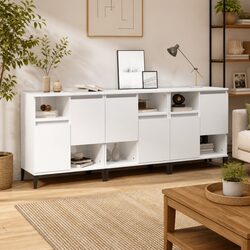 High Gloss White Sideboard Storage Cabinet Set of 3