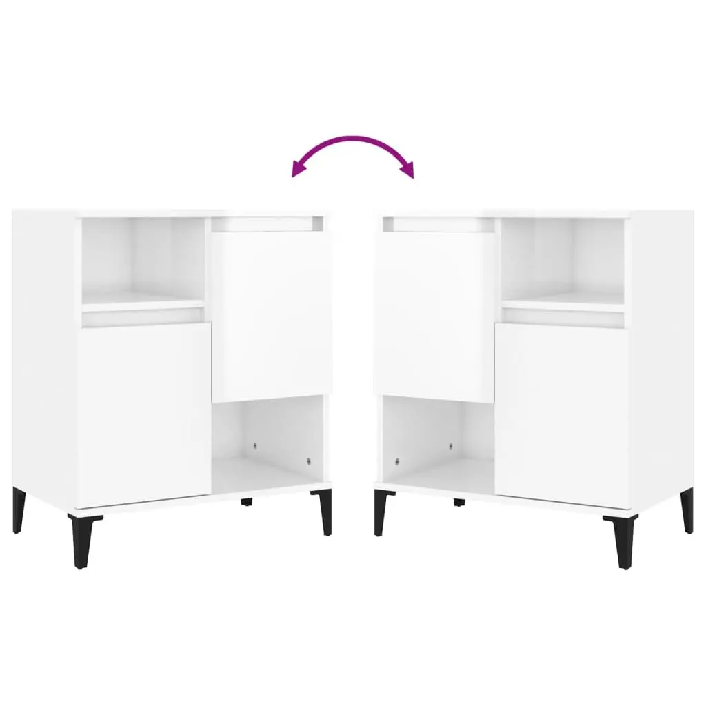 High Gloss White Sideboard Storage Cabinet Set of 3