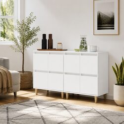 High Gloss White Sideboards – Durable 2-Piece Storage Set
