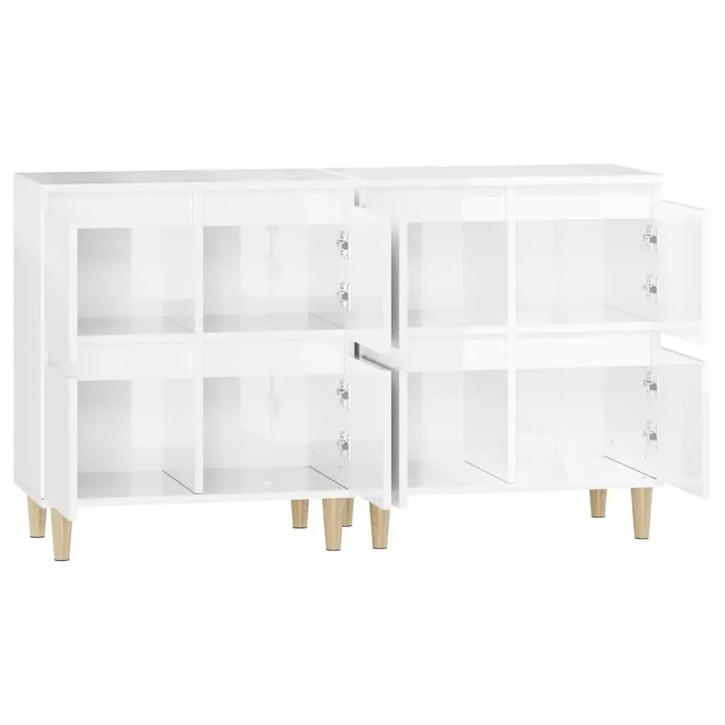 Sideboards 2 pcs High Gloss White Storage Cabinet Engineered Wood 60x35x70 cm
