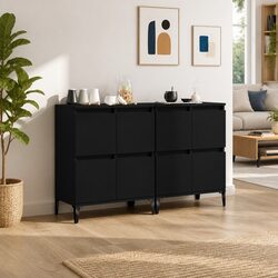 Durable Black Sideboard Cabinet Set of 2 - 60x35x70 cm