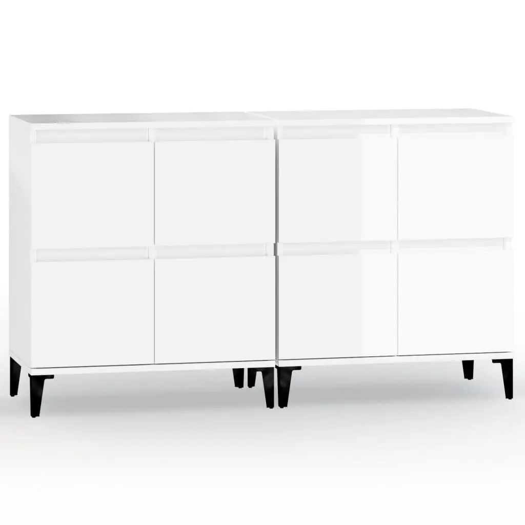 High Gloss White Sideboard Cabinet Set of 2