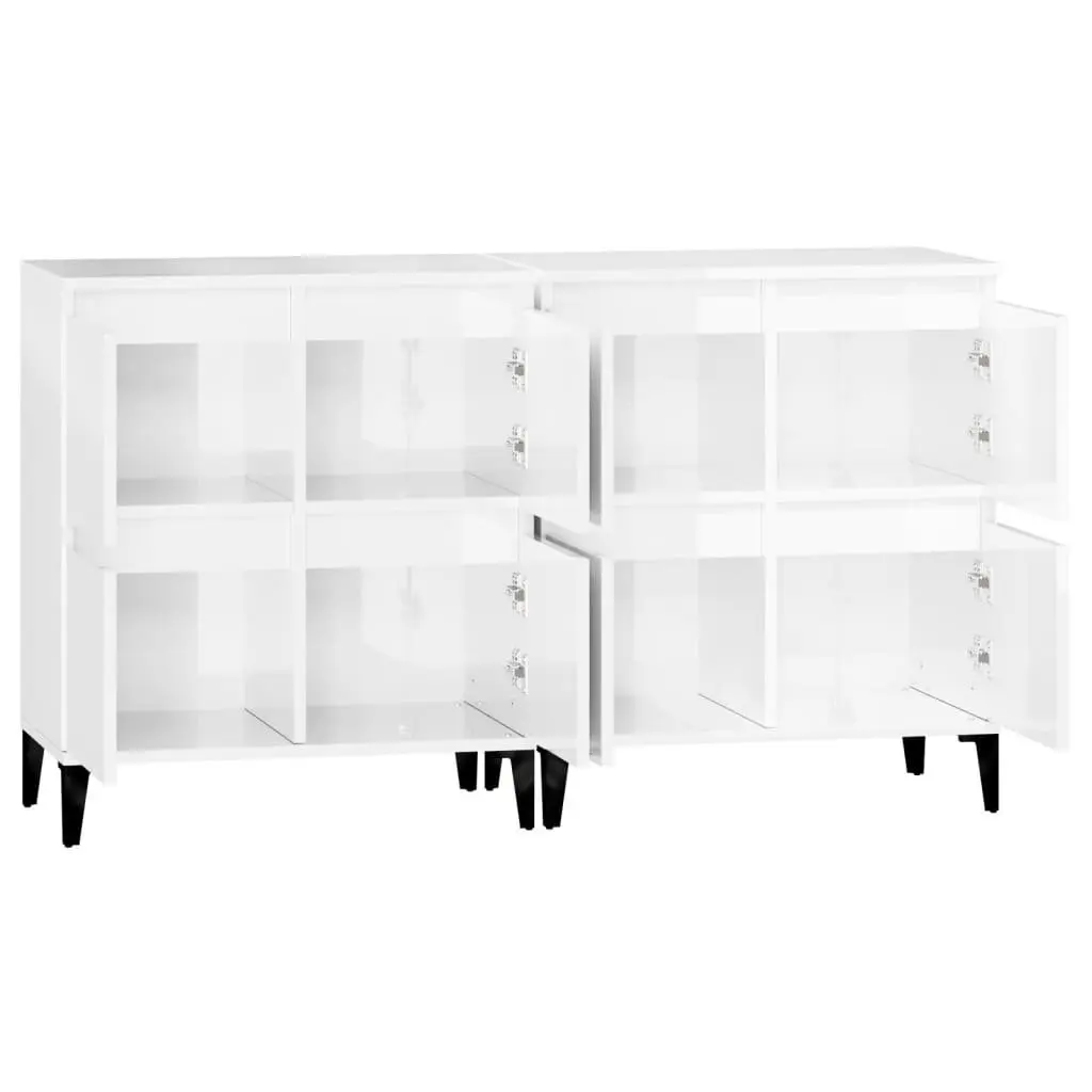 High Gloss White Sideboard Cabinet Set of 2