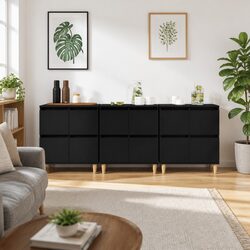 Quality Crafted Sideboard Cabinet Set in Black