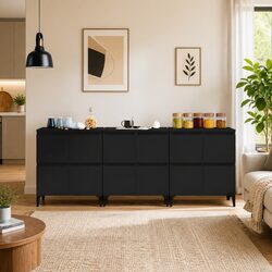 Durable 3-Piece Black Sideboards for Storage