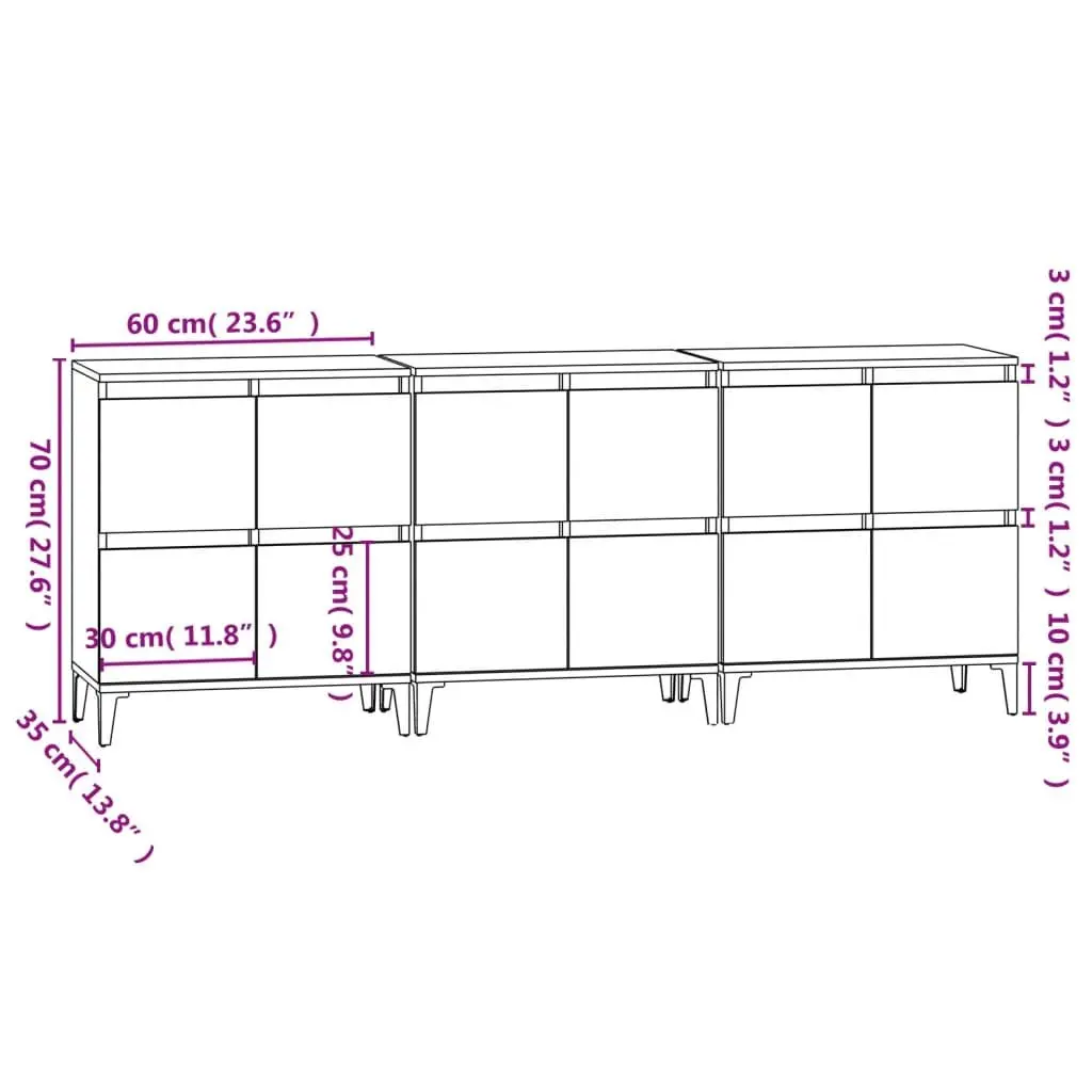 3-Piece Black Sideboards for Storage