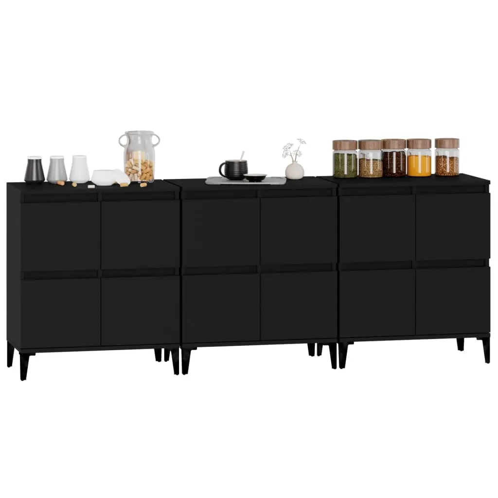 3-Piece Black Sideboards for Storage