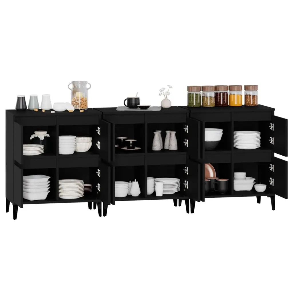 3-Piece Black Sideboards for Storage