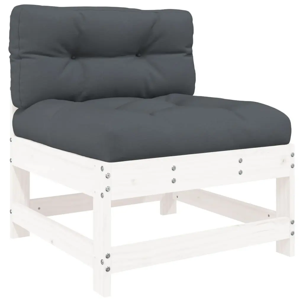 5 Piece White Slatted Garden Lounge Set