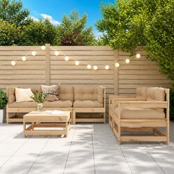 Sturdy 6 Piece Garden Lounge Set with Cushions