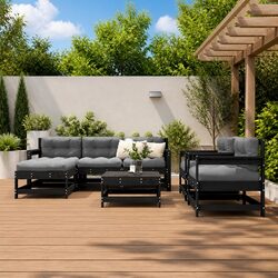 7 Piece Outdoor Garden Lounge Set with Cushions