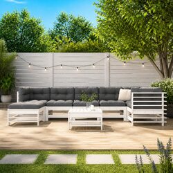 8-Piece Outdoor Lounge Set in White Solid Wood