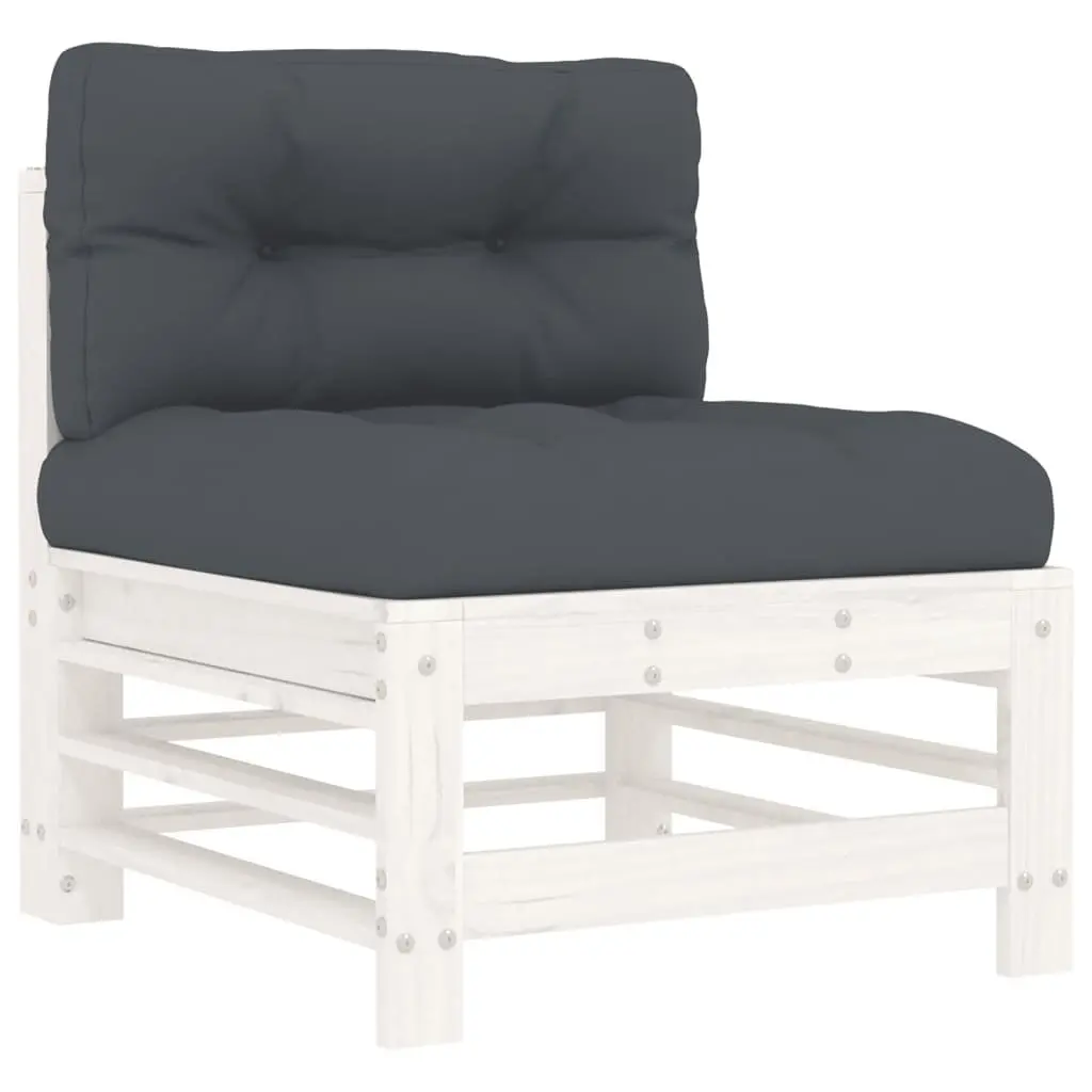 8-Piece Outdoor Lounge Set in White Solid Wood