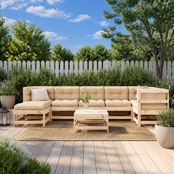 8 Piece Outdoor Lounge Set with Cushions in Solid Wood
